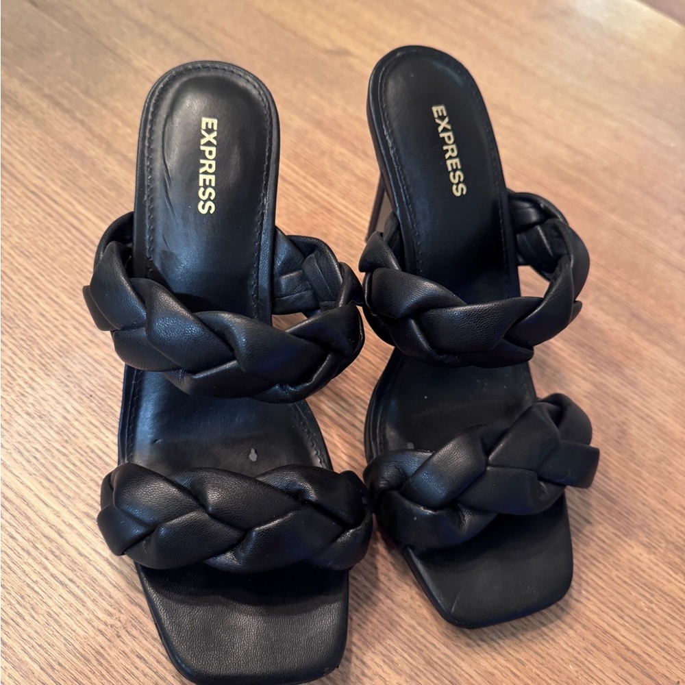 Express Women's Black Braided Heels